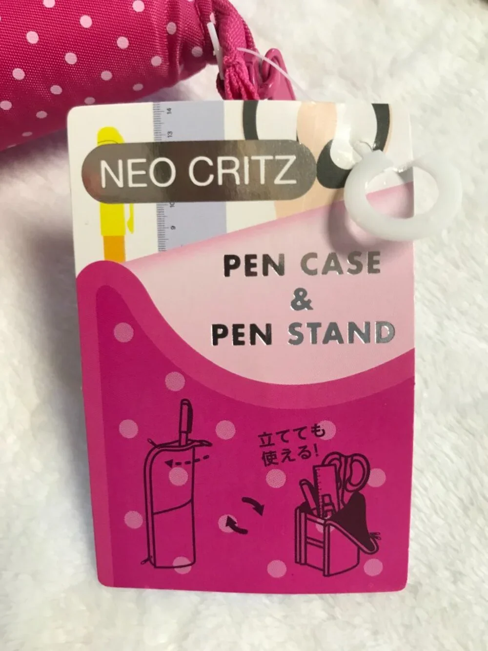 Kokuyo Neo Critz Pen Case Pen Stand Pink Polka Dot NWT